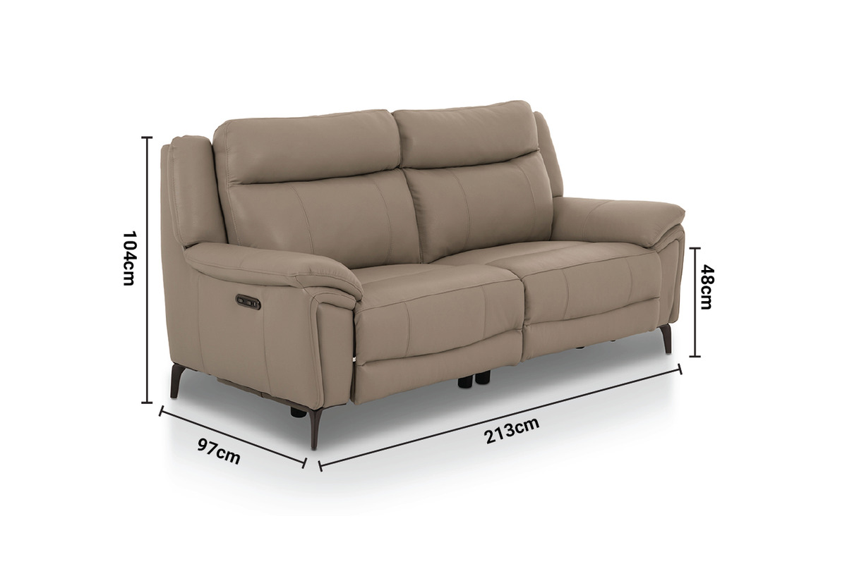 Erin 2.5 Seater Electric Recliner Sofa dimensions