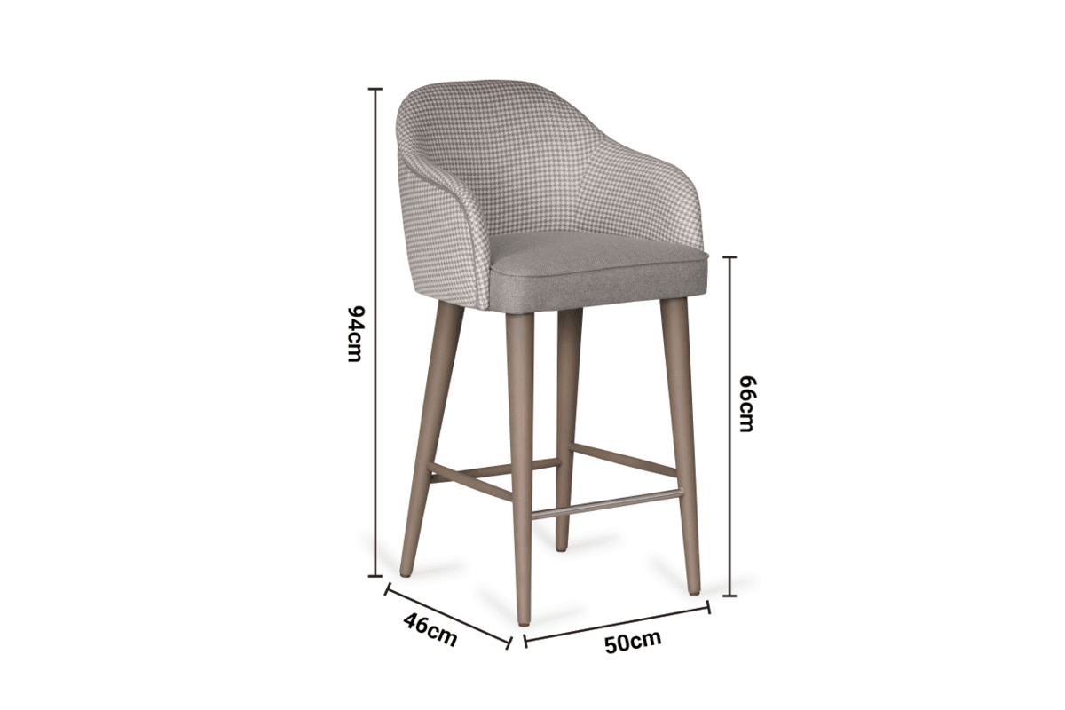 Eskamor Grey Fabric Bar Stool dimensions