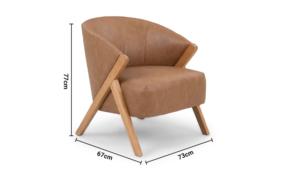 Eva Brown Faux Leather Armchair dimensions