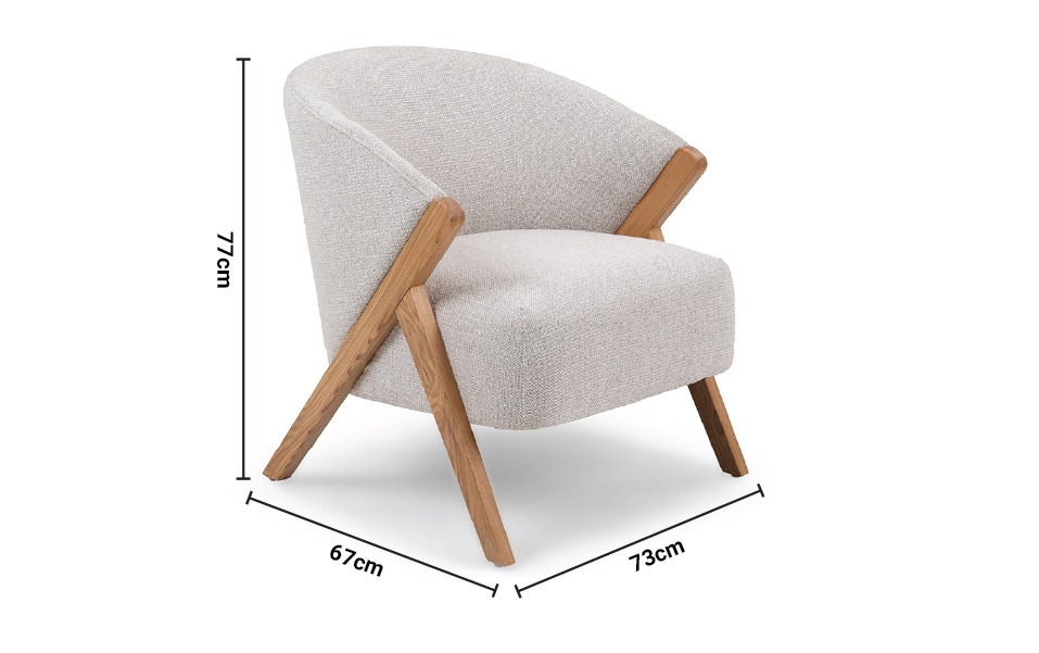 Eva Cream Fabric Armchair dimensions