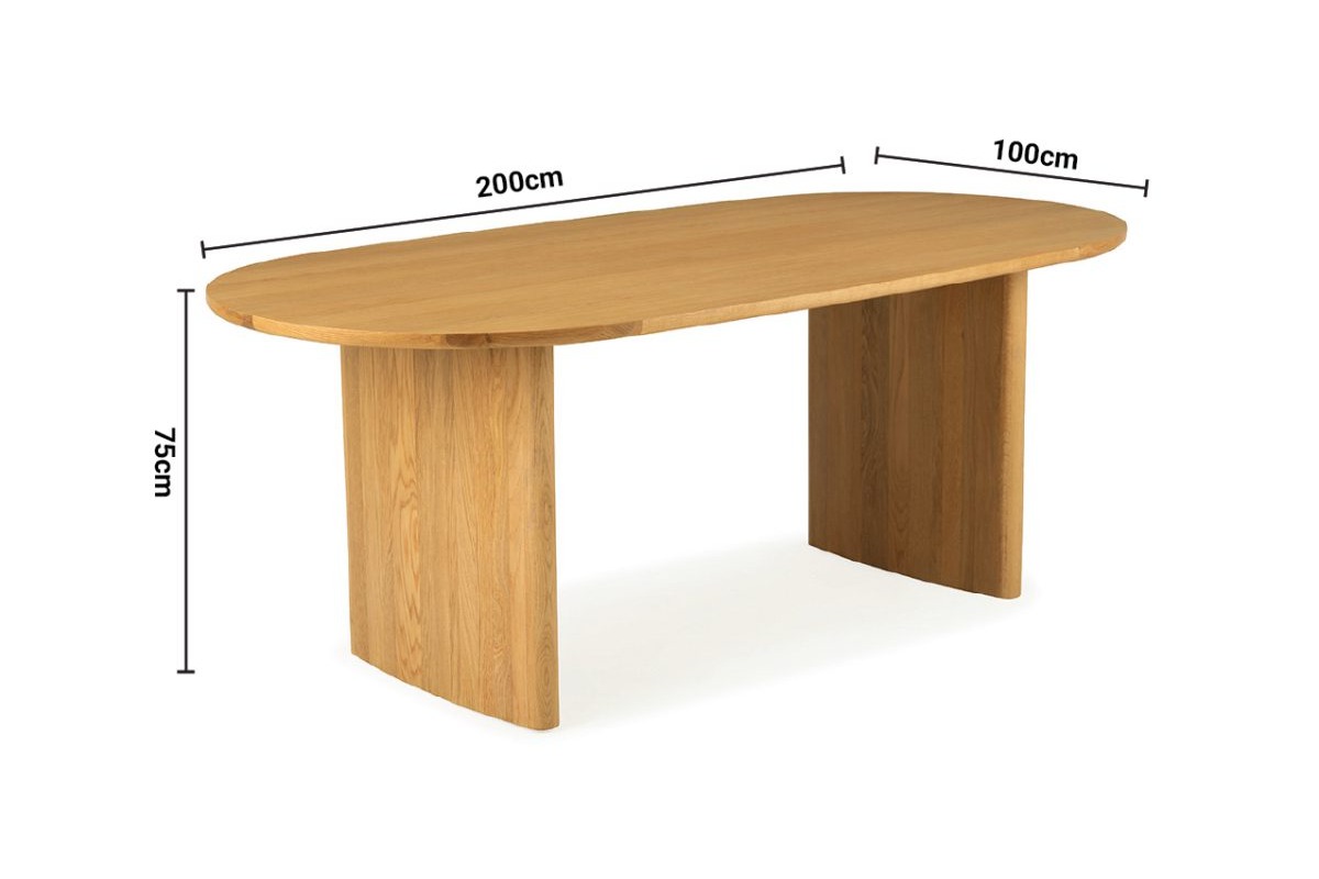 Faro Oak Oval Dining Table 2.0m dimensions