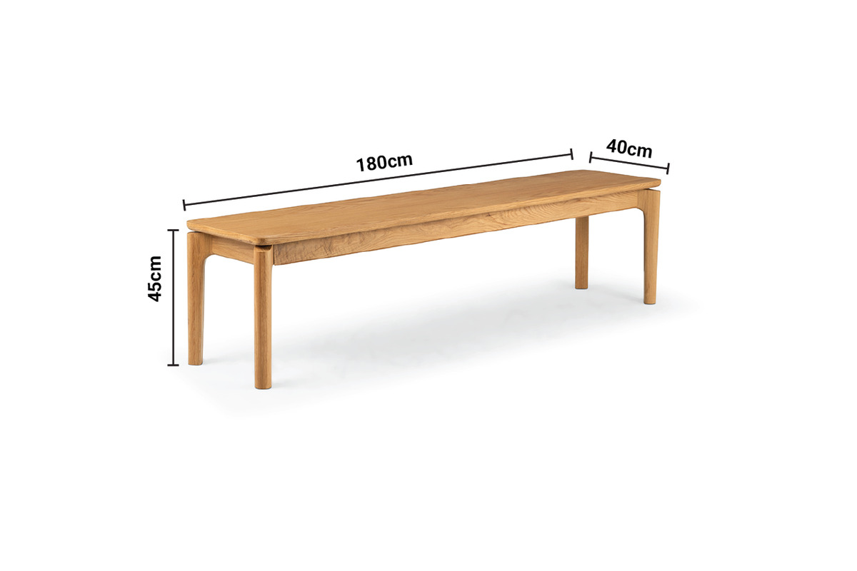 Finn Oak Bench 1.8m dimensions