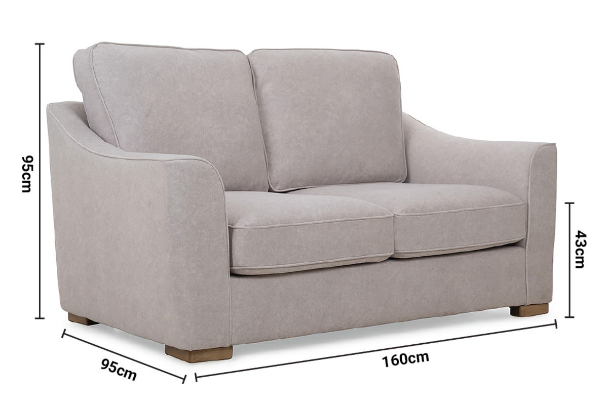 Florida Resilient Grey Fabric 2 Seater Sofa dimensions