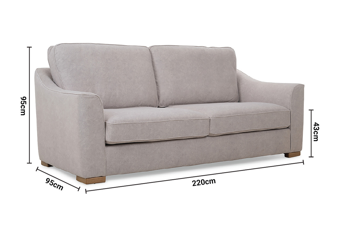 Florida Resilient Grey Fabric 3 Seater Sofa dimensions