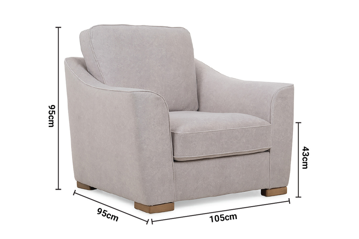 Florida Resilient Grey Fabric Armchair dimensions