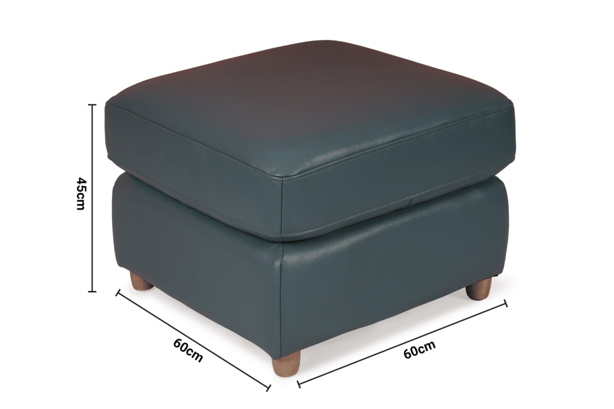 Fontella Blue Leather Footstool dimensions