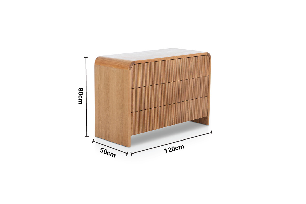 Fuller Oak 3 Drawers Chest dimensions