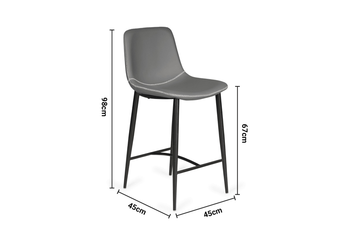 Gala Grey Leather Bar Stool dimensions