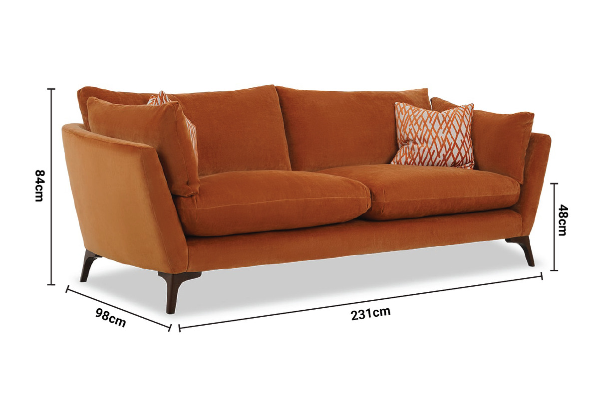 Grace Dusk Marmalade Fabric 4 Seater Sofa dimensions