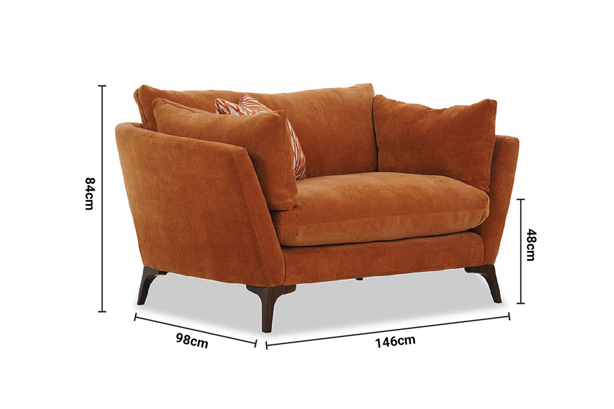 Grace Dusk Marmalade Fabric Cuddler Armchair dimensions