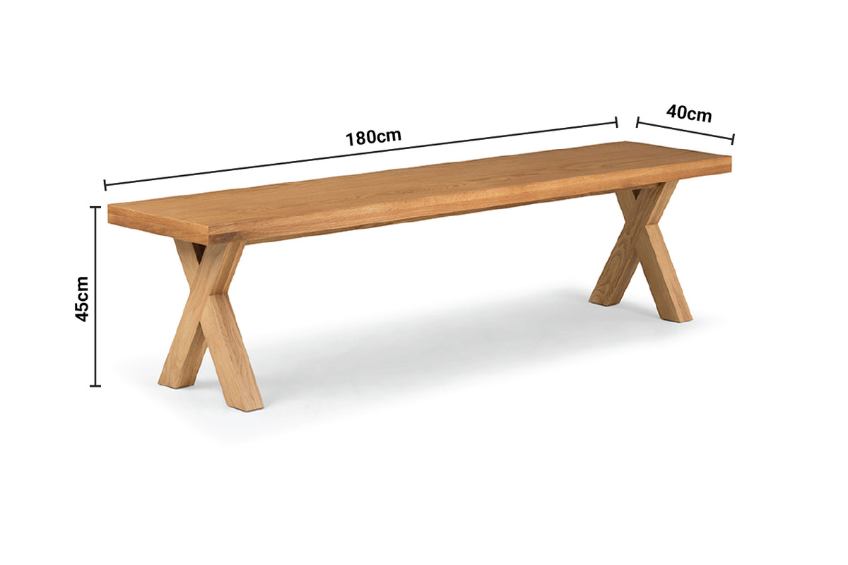 Granada Oak Bench 1.8m dimensions