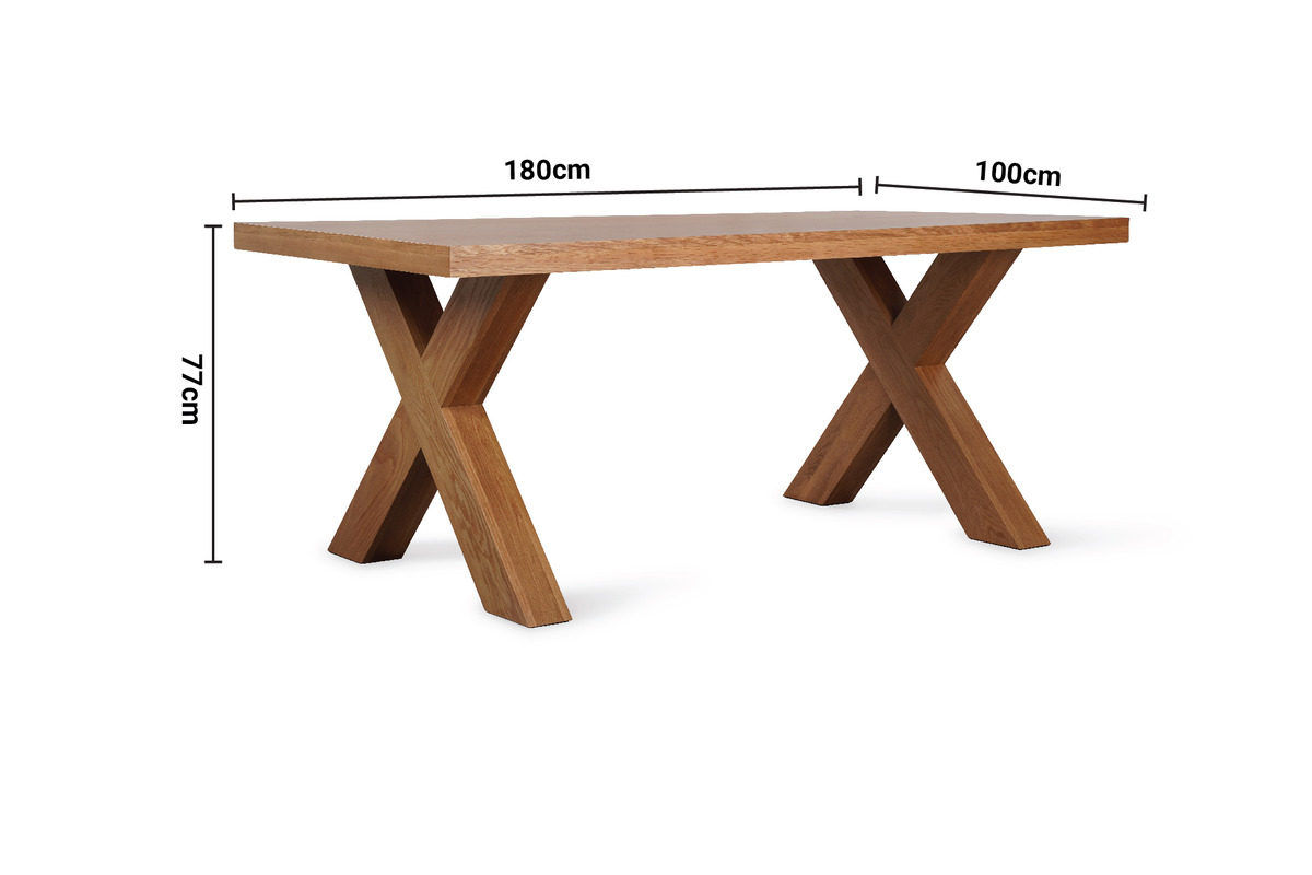 Granada Oak Dining Table X Leg 1.8m dimensions