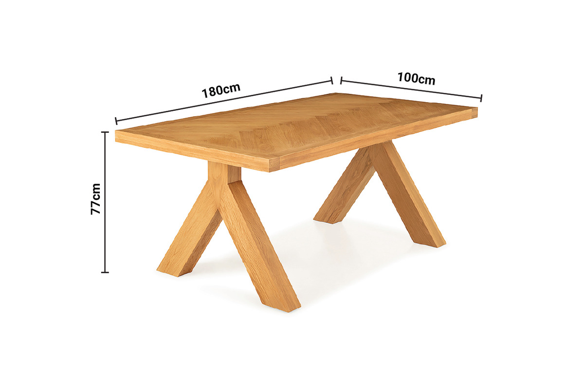 Granada Oak Herringbone Dining Table Y Leg 1.8m dimensions