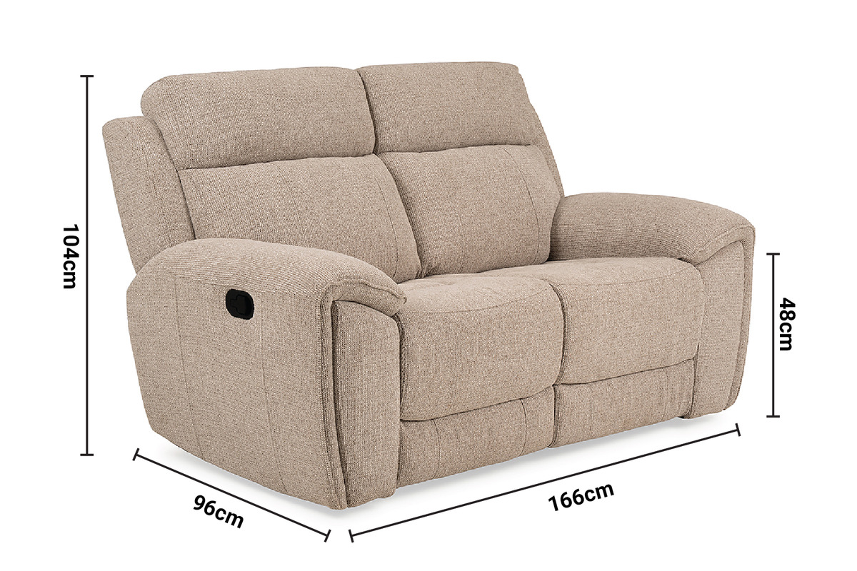 Grantham Cream 2 Seater Manual Recliner dimensions
