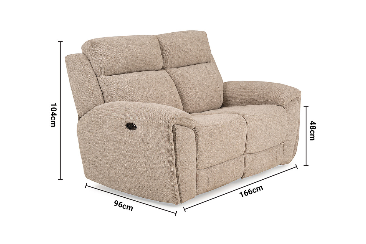 Grantham Cream Electric 2 Seater Sofa dimensions