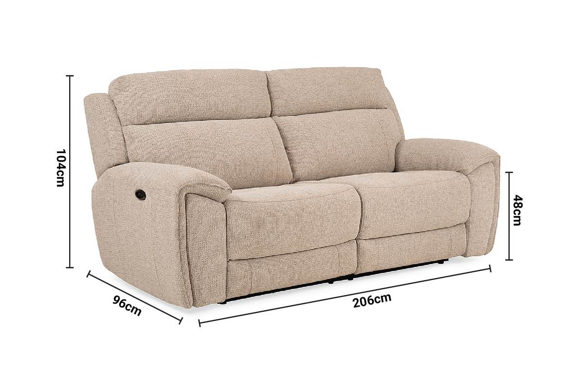Grantham Cream Electric 3 Seater Sofa dimensions