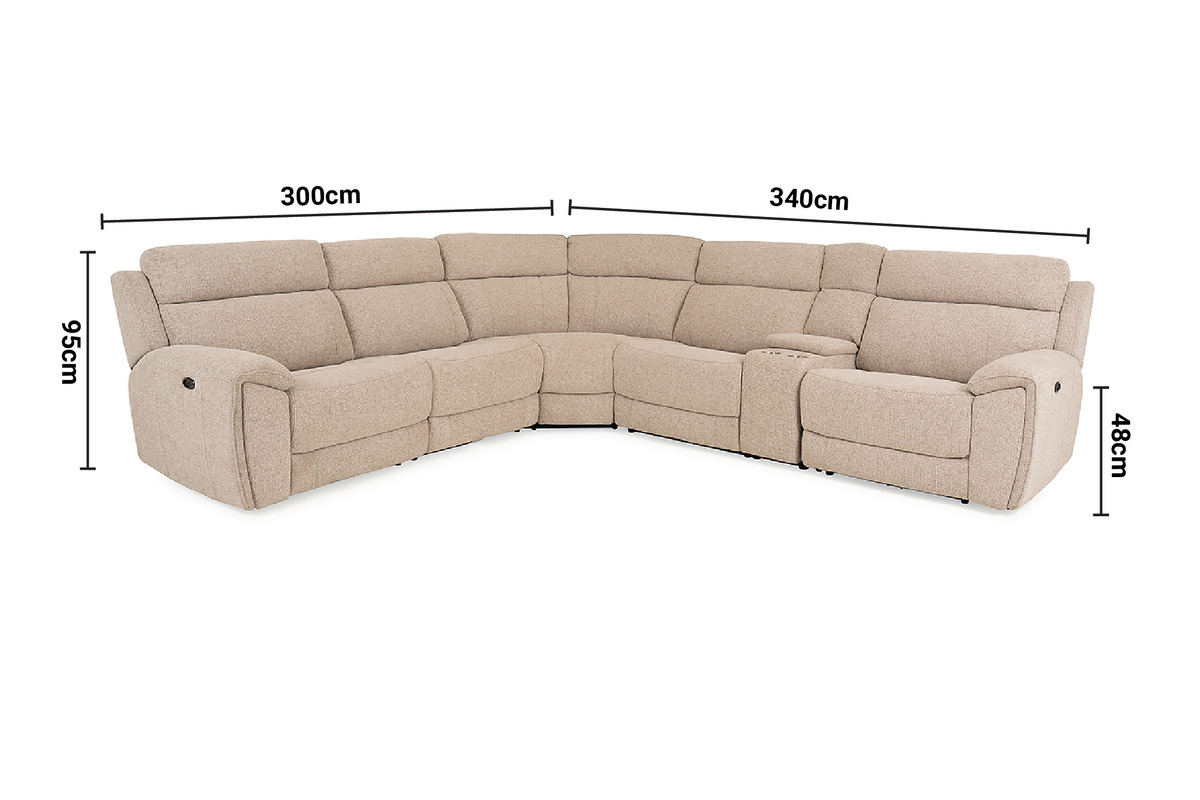 Grantham Cream Electric Head Rest Corner Unit Sofa dimensions