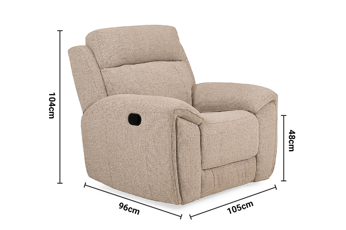 Grantham Cream Manual Recliner dimensions