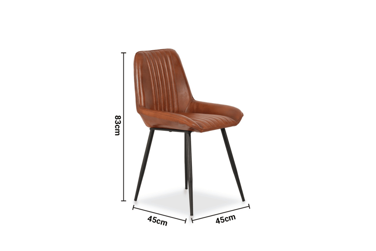 Grier Brown Leather Dining Chair dimensions