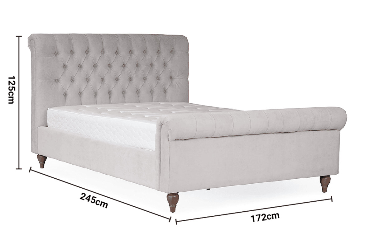 Harrison Light Grey King 5' Bed Frame dimensions