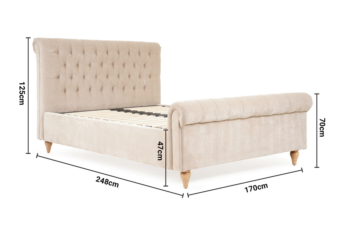 Harrison Taupe Fabric King 5' Split-Base Storage Bed dimensions