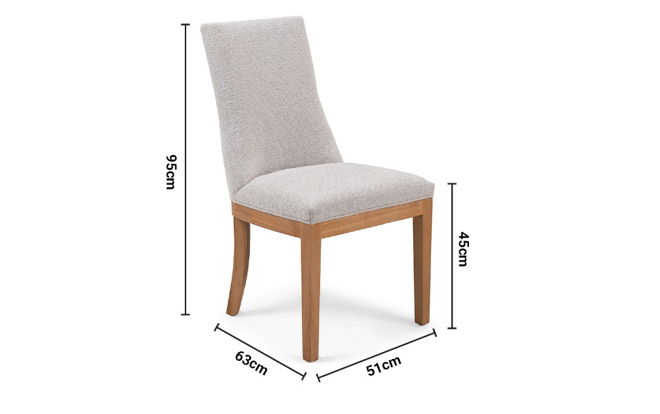 Harrow Cream Fabric Dining Chair dimensions