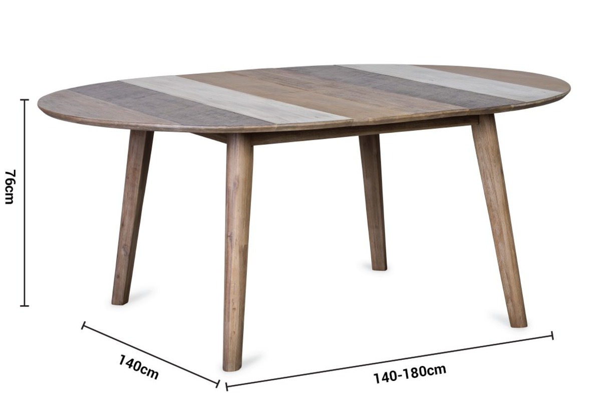 Havana Round Extendable Dining Table 1.4-1.8m dimensions