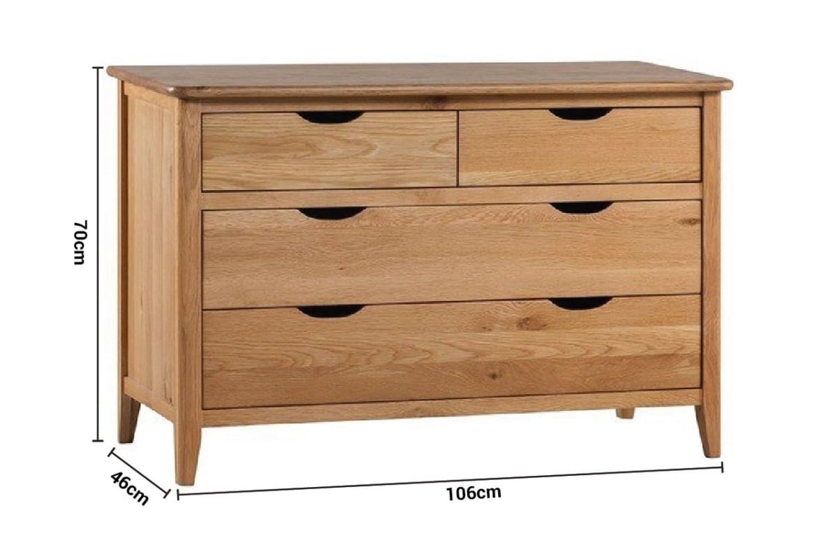 Henderson Oak 4 Drawers Chest dimensions