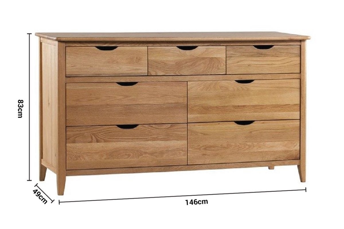 Henderson Oak 7 Drawers Chest dimensions