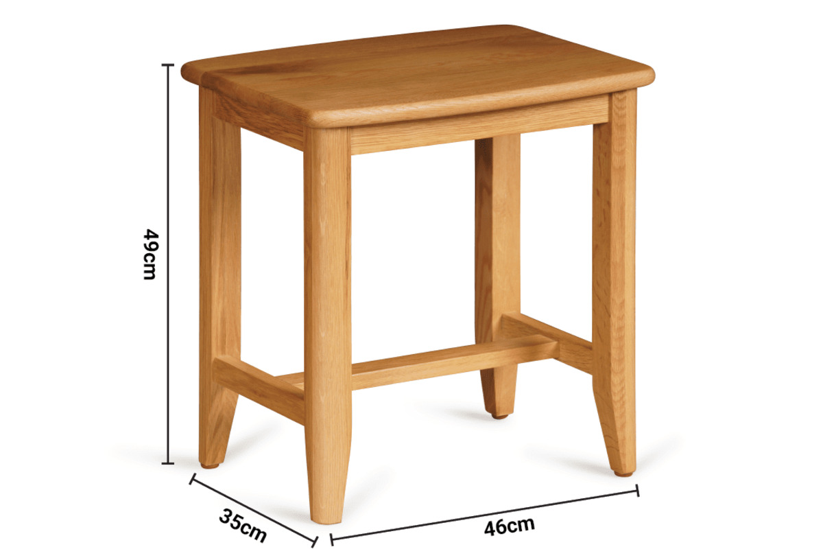 Henderson Oak Dressing Stool dimensions