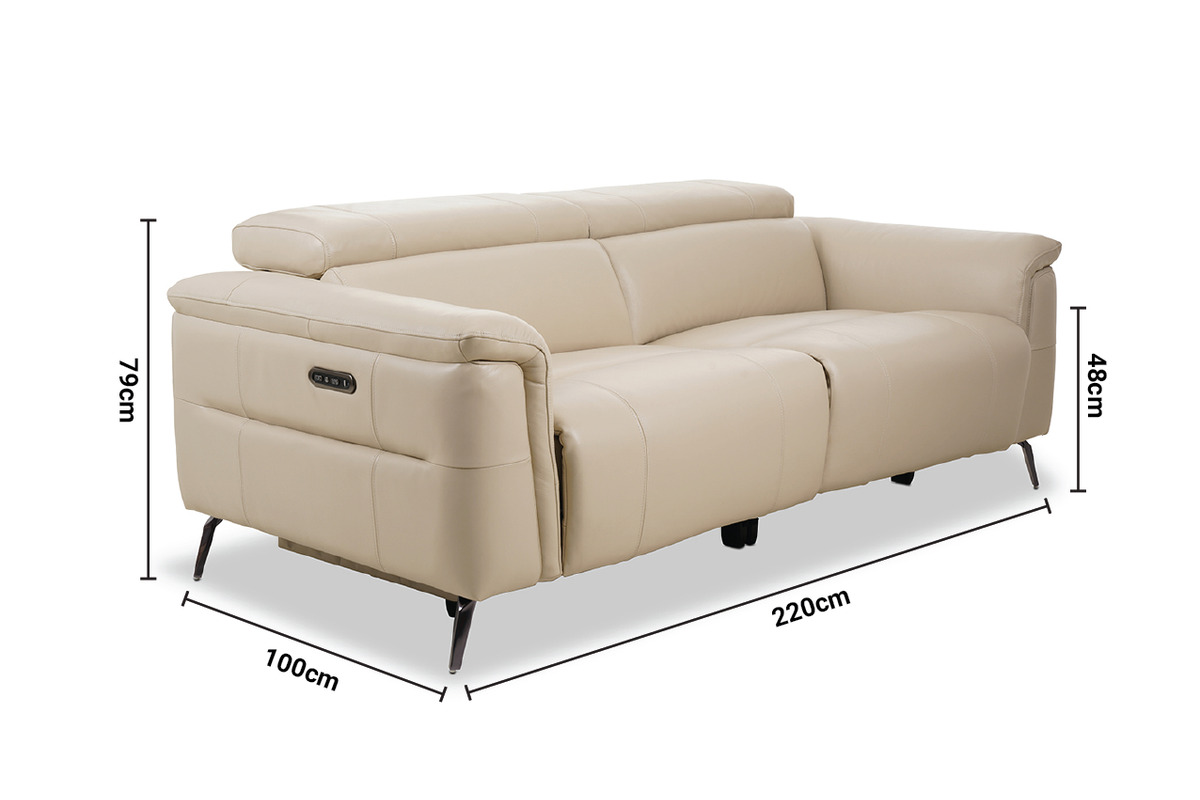 Horizon Cream Leather 2.5 Seater Electric Recliner with Head Tilt dimensions