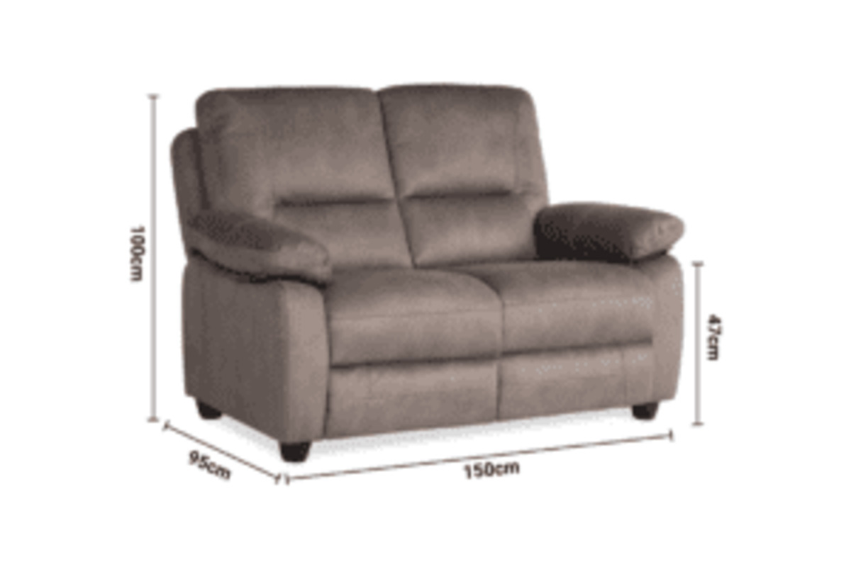 Houston Light Grey Fabric 2 Seater Manual Recliner Sofa dimensions
