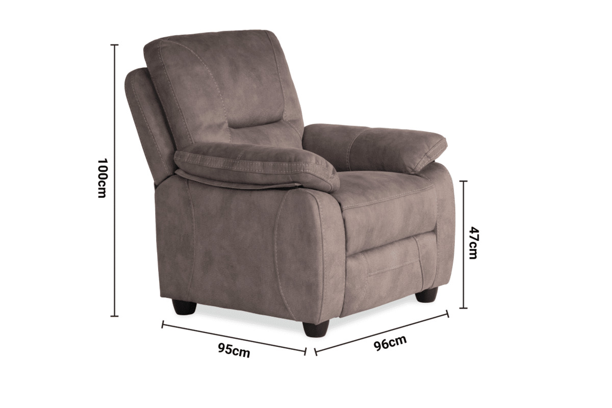 Houston Light Grey Fabric Armchair dimensions