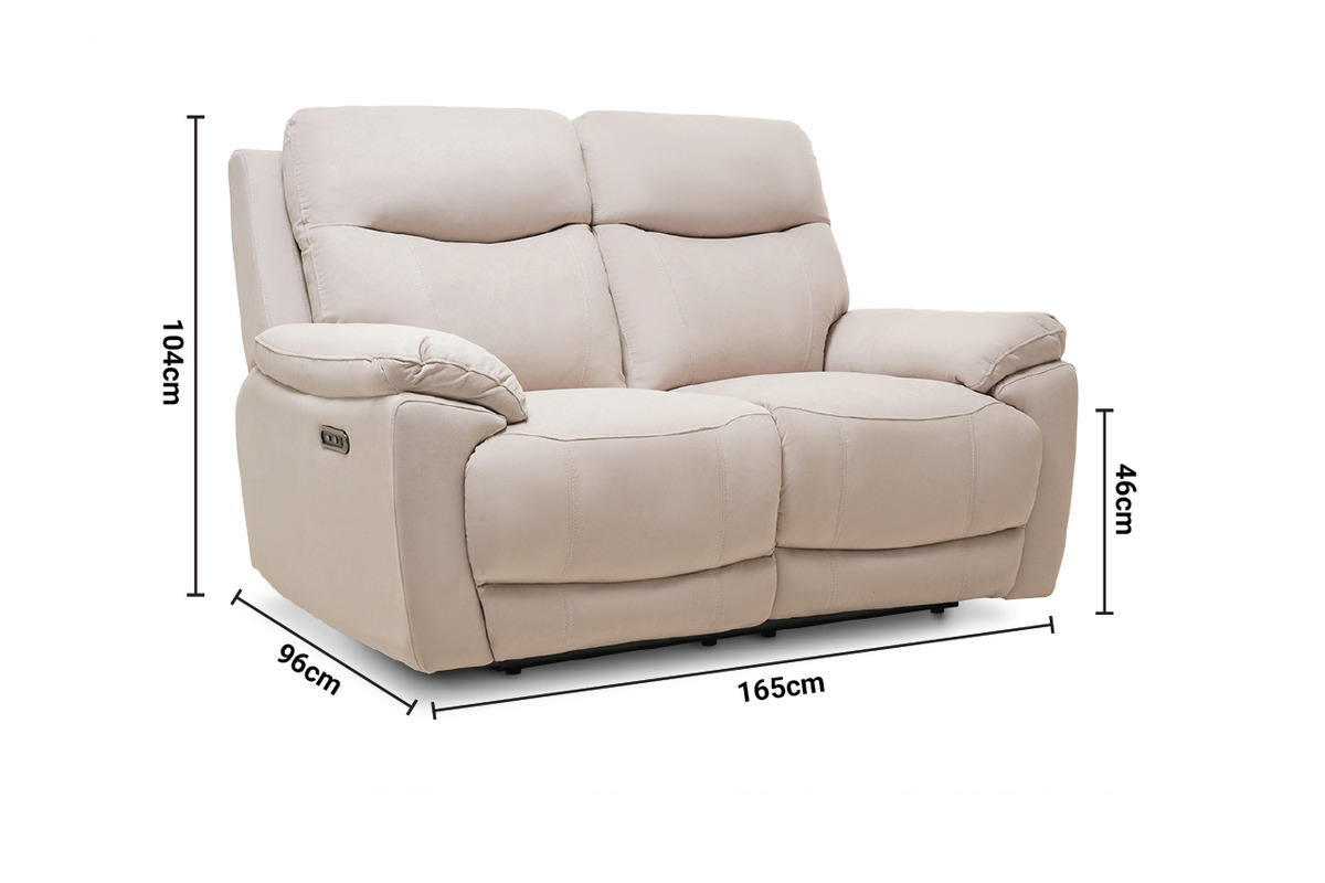 Hudson Resilient Fabric 2 Seater Electric Recliner Sofa dimensions