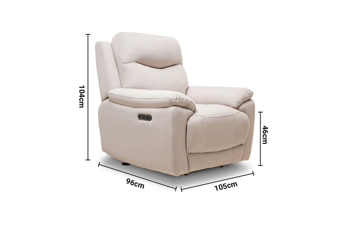 Hudson Resilient Fabric Armchair Electric Recliner dimensions