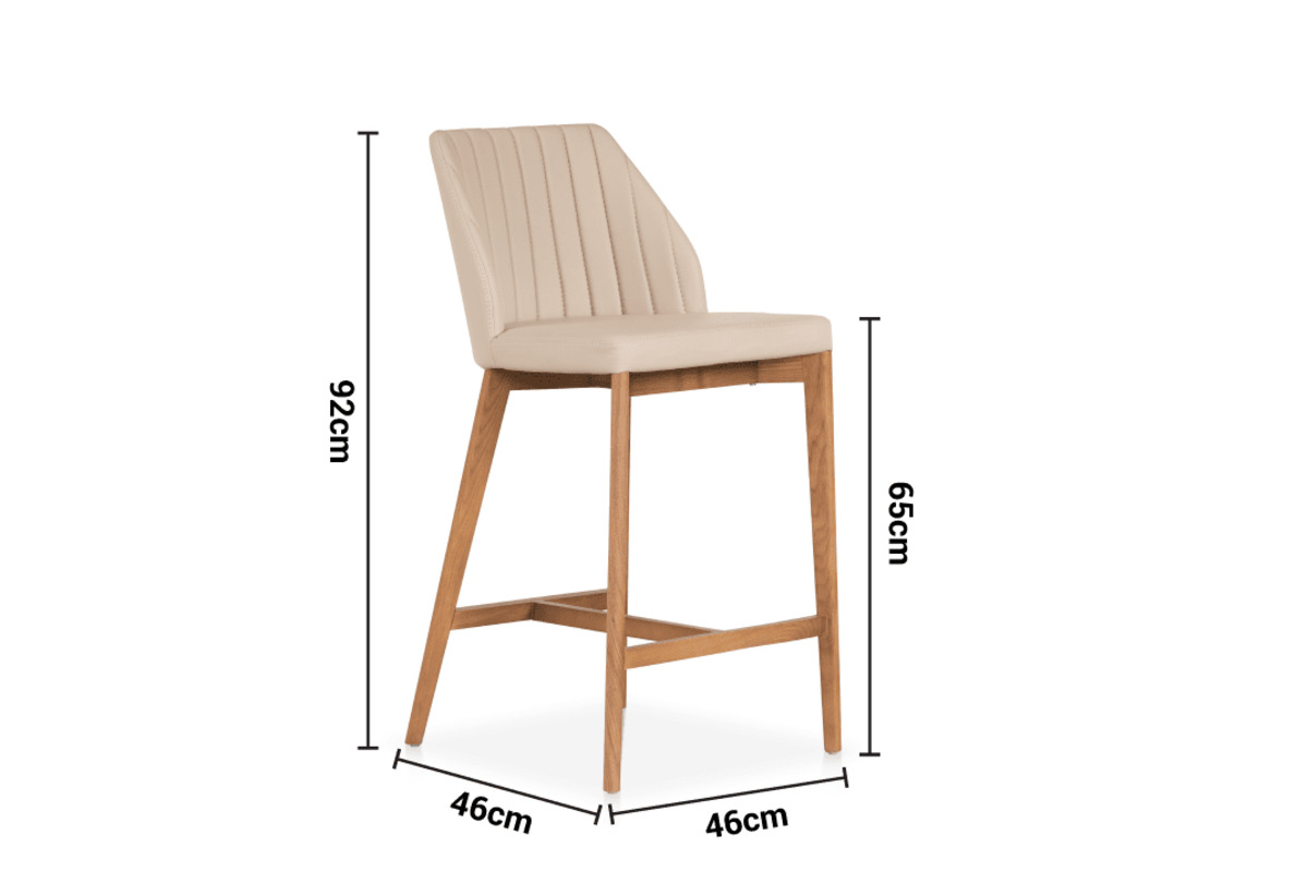 Huller Cappuccino Faux Leather Bar Stool dimensions