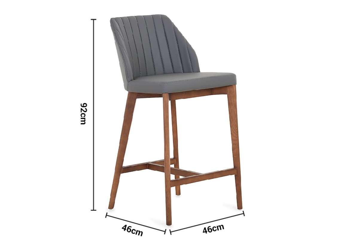 Huller Dark Grey Faux Leather Bar Stool dimensions