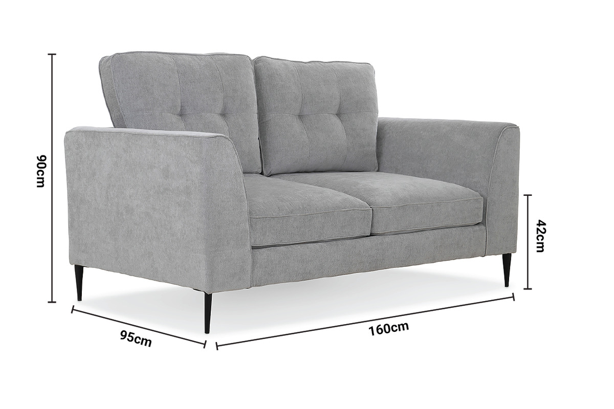 Hunter Grey Fabric 2 Seater Sofa dimensions