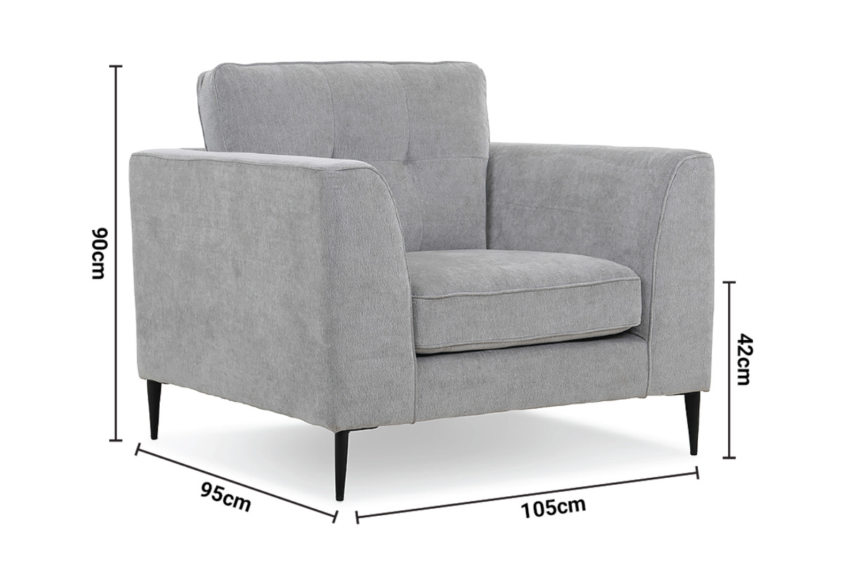 Hunter Grey Fabric Armchair dimensions
