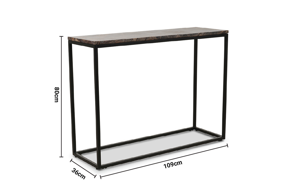 Industrial Console Table Brown Marble dimensions
