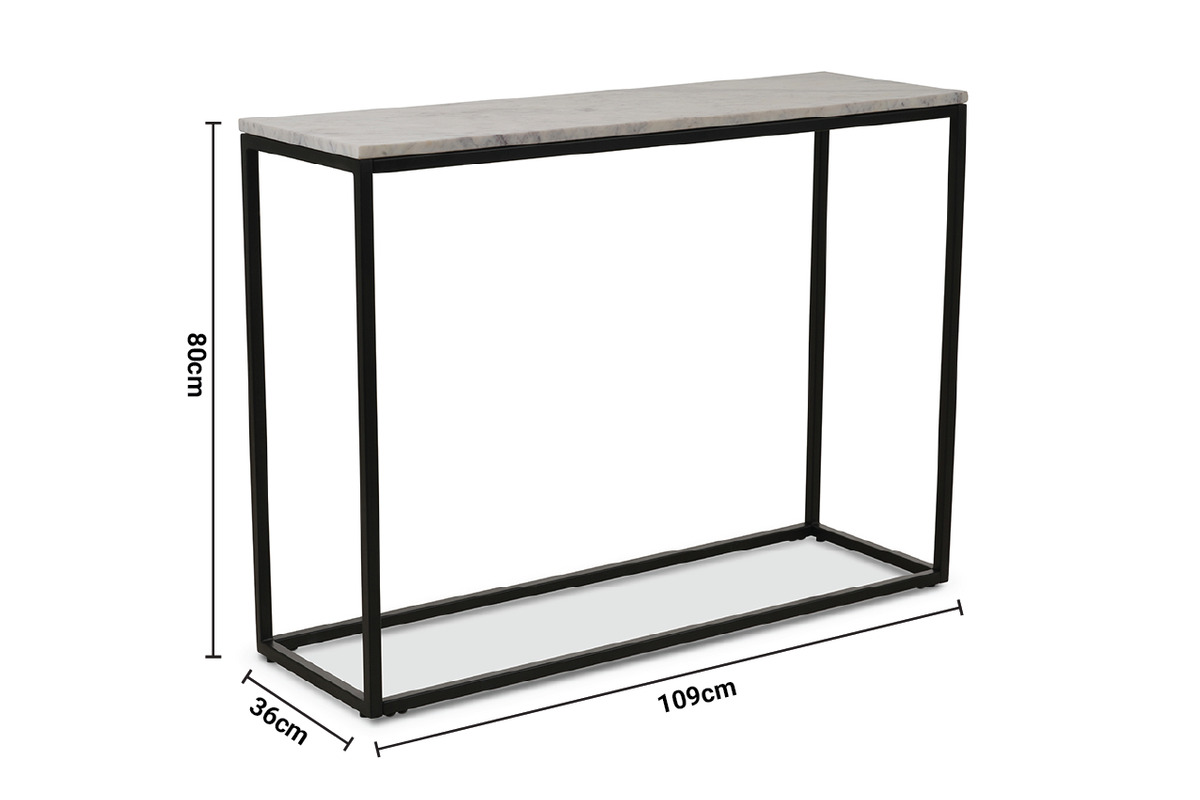 Industrial Console Table White Marble dimensions
