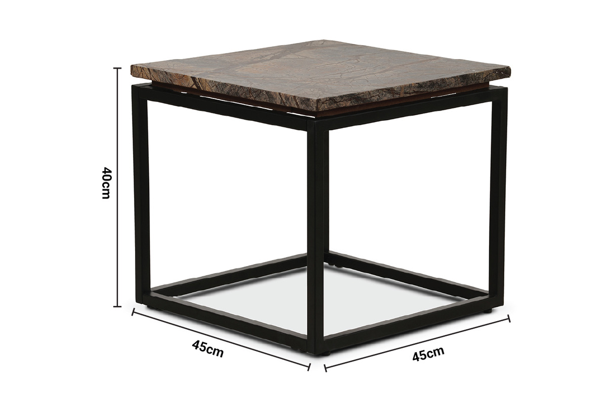Industrial Side Table Brown Marble dimensions