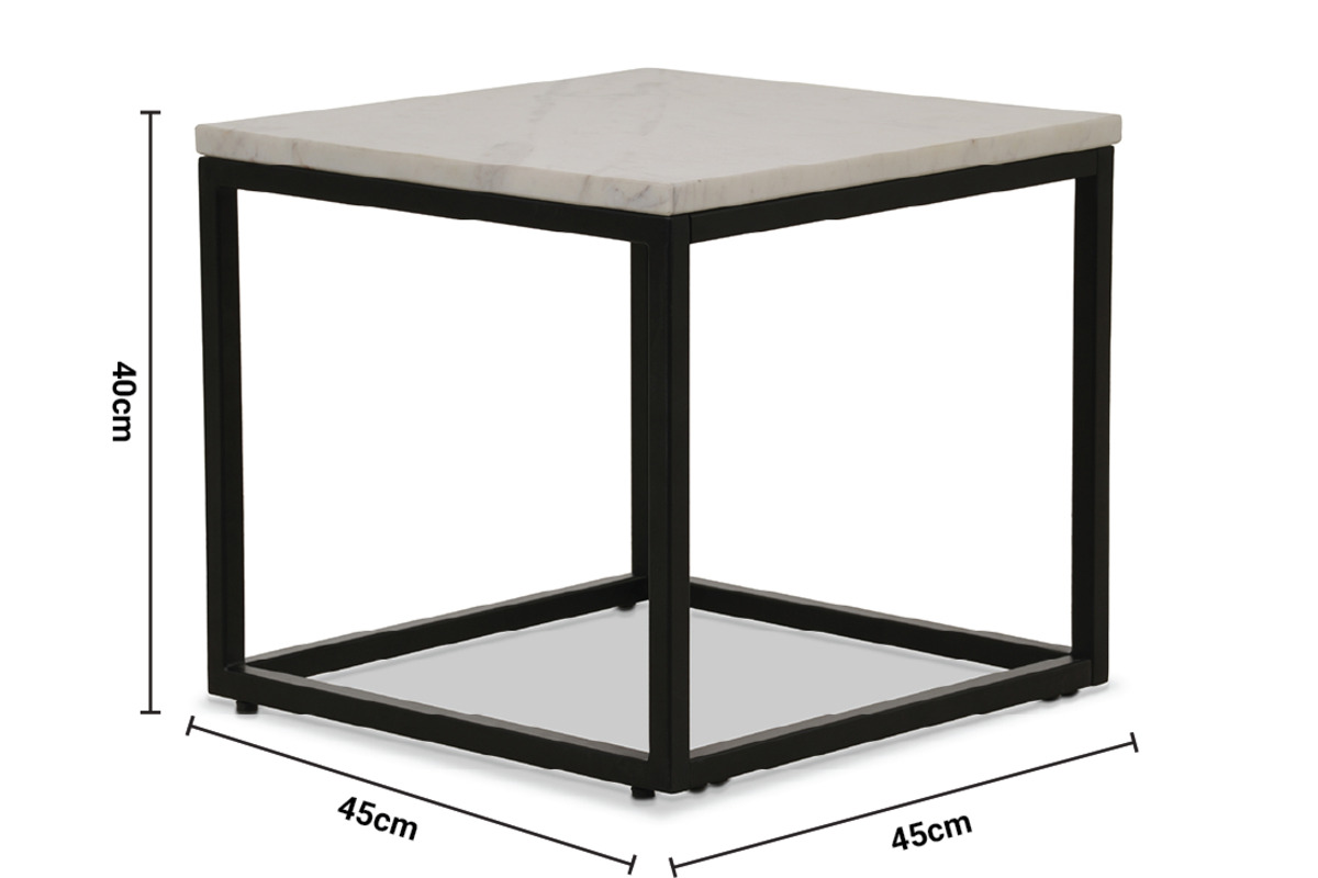 Industrial Side Table White Marble dimensions