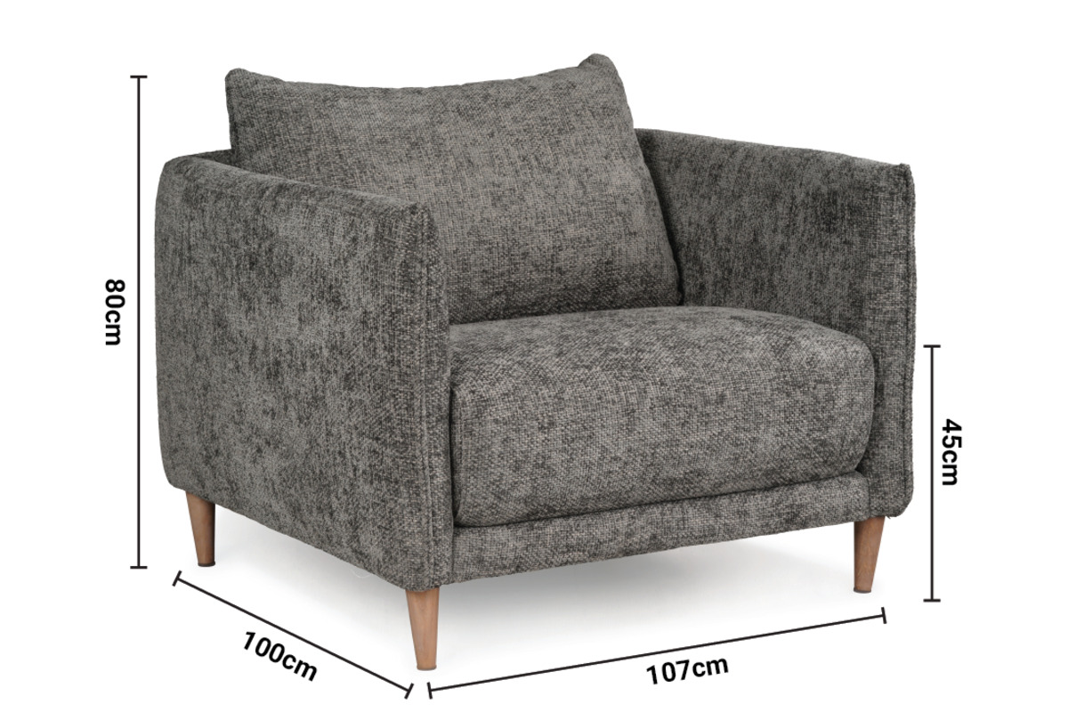 Isabella Charcoal Fabric Armchair dimensions