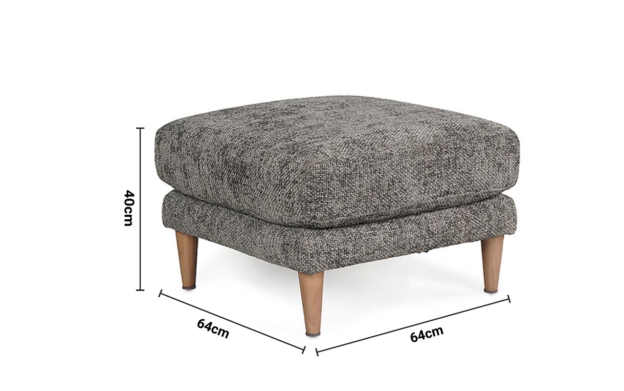 Isabella Charcoal Fabric Footstool dimensions