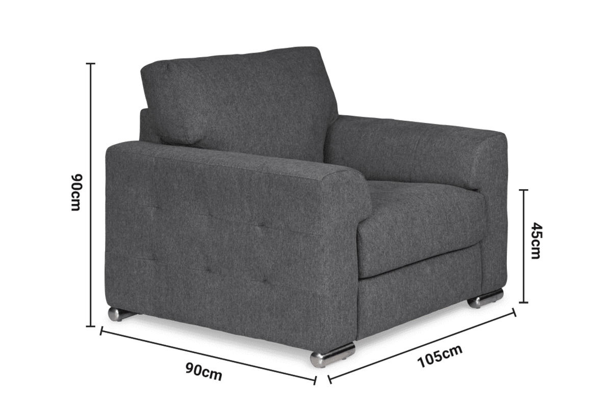 Jackson Dark Grey Fabric Armchair dimensions
