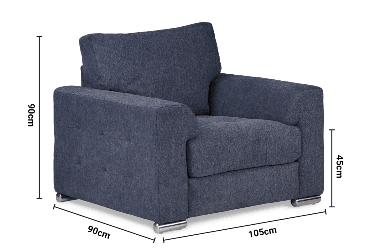 Jackson Navy Fabric Armchair dimensions