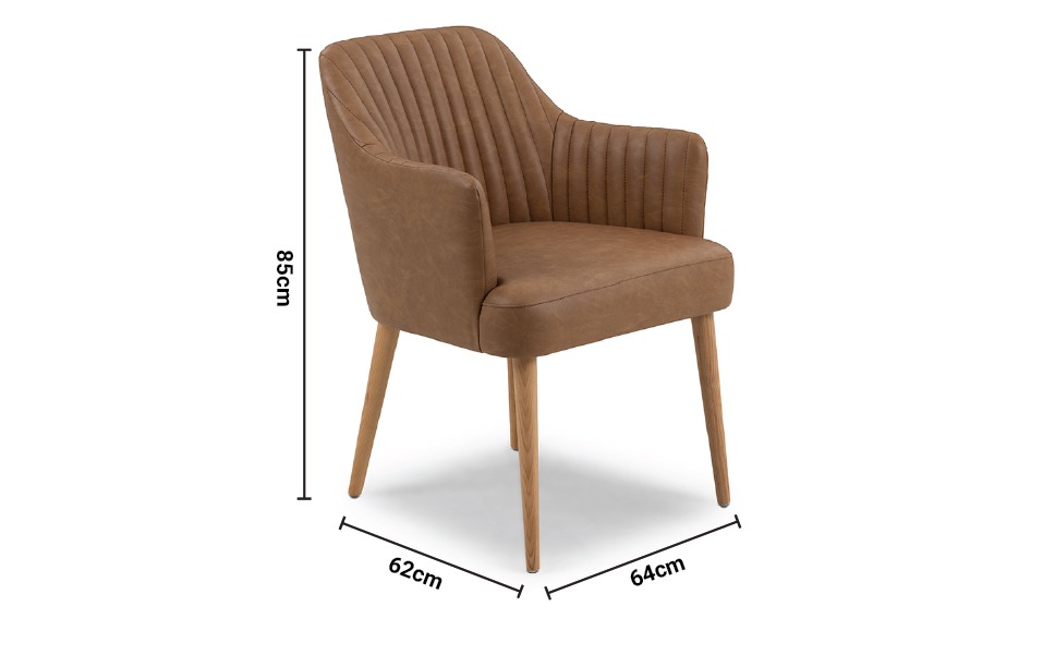 Jane Brown Leather Dining Chair dimensions