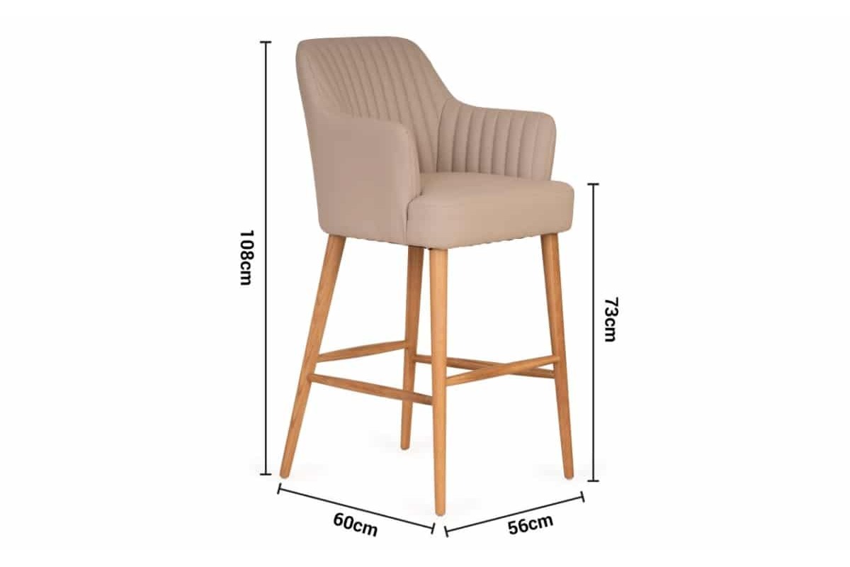 Jane Cream Faux Leather Bar Stool dimensions