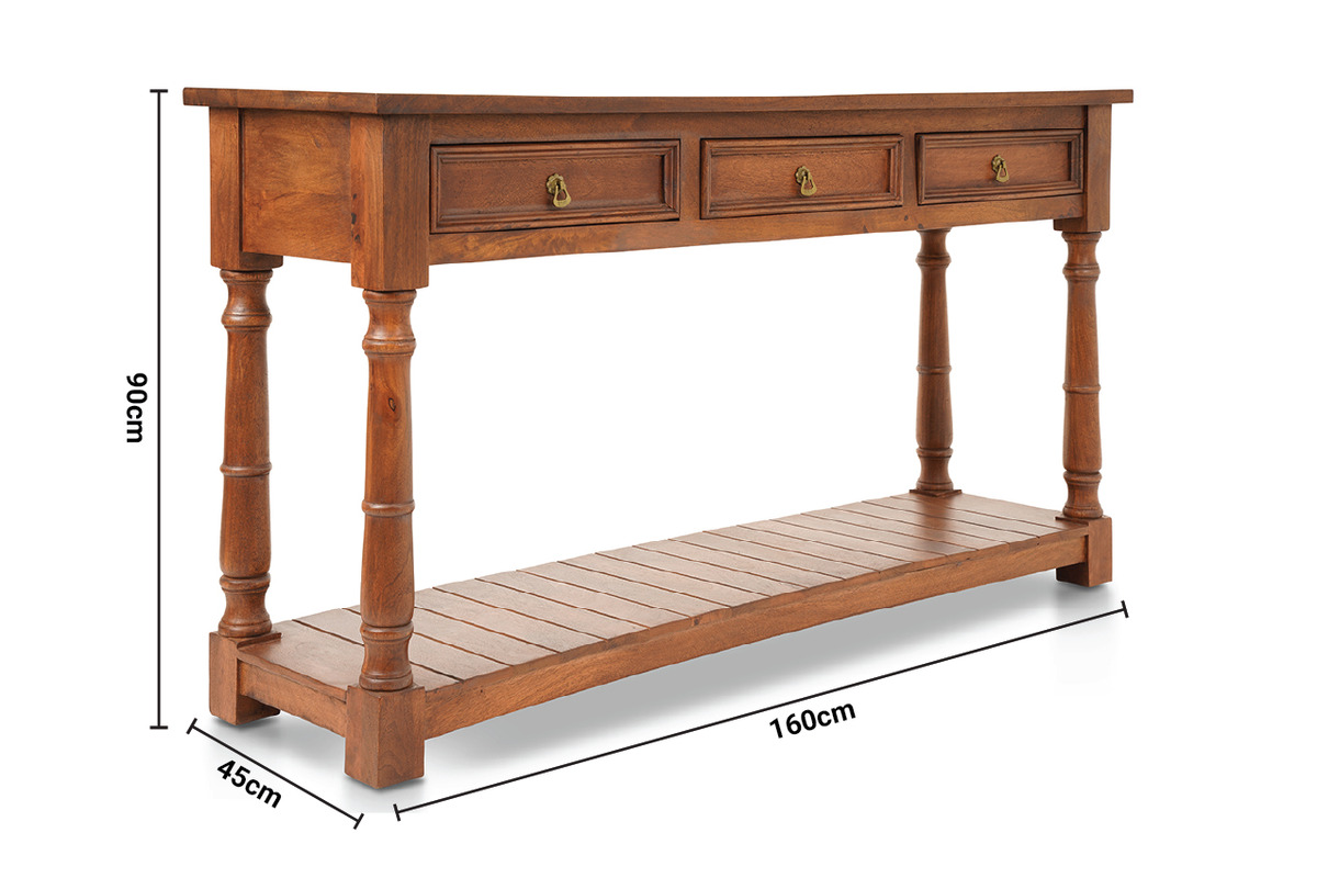 Jessie 3 Drawer Console Table dimensions